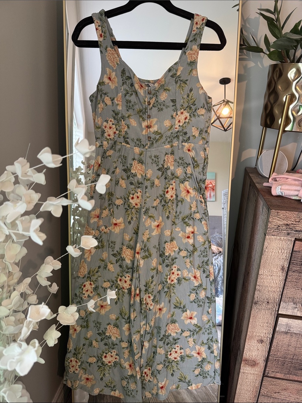 American Eagle Floral Crinkle Jumpsuit